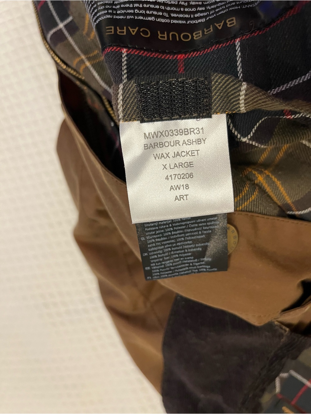 Barbour Ashby Brown Waxed Field Jacket with Black Corduroy Collar - Picture 4 of 7